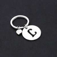 Popular A-Z  Round Brand Stainless Steel Keychain 26 Letter Keyring  Pendant Key Ring Buckle Chains for Car Motorcyle Gift