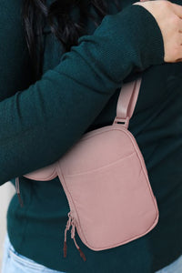 Light Pink Sporty Single Shoulder Bag with Pouch