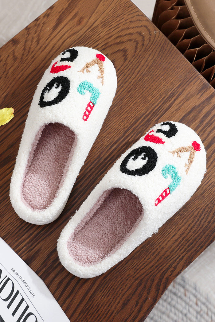 White Valentine Theme LOVE Graphic Fuzzy Slipper