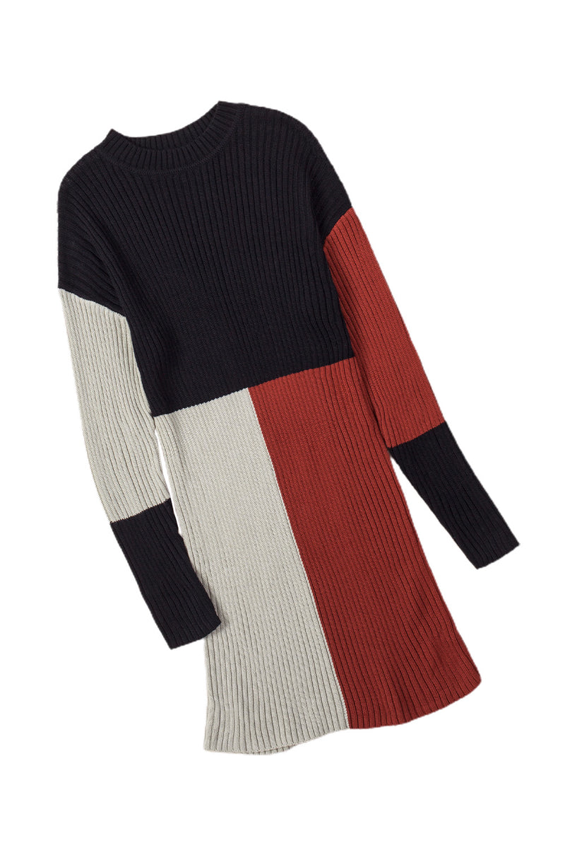 Colorblock Knit Sweater Dress