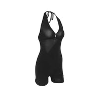 Sexy Black Playsuits Women Sports Fitness Summer Fashion Sleeveless Backless Basic Rompers Slim Casual Bandage Halter Playsuits