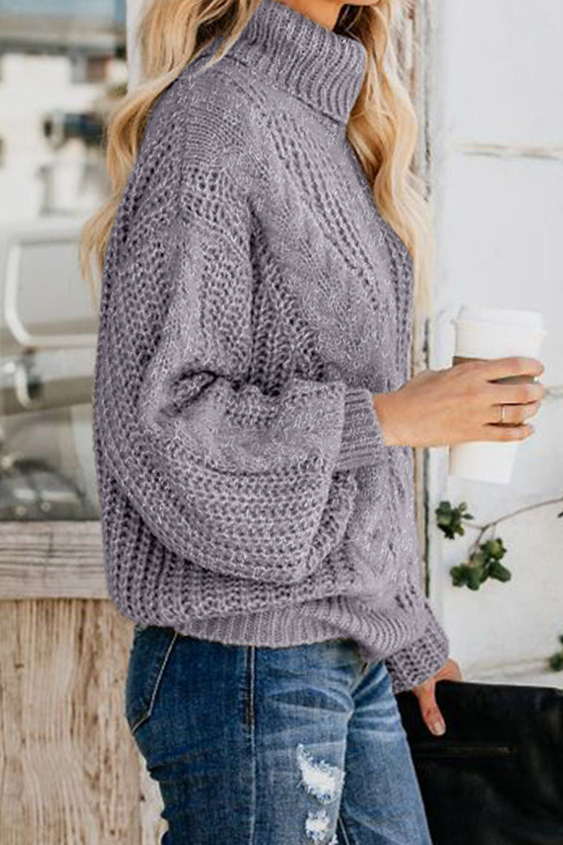 Gray Chunky Turtleneck Sweater