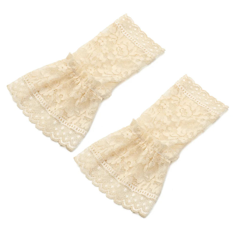 1Pair Spring Autumn Detachable Sleeve Cuffs Lace Cuffs Fake Sleeve Ruffles Elbow Sleeve Sun Protection Gloves Sweater Decorative