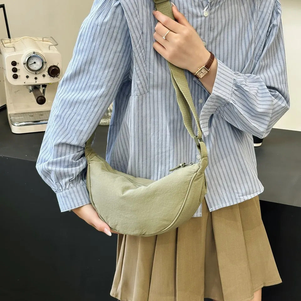 Casual Nylon Hobos Crossbody Bag for Women Shoulder Bag Woman Half Moon Chest Bags Tote Lady Travel Shopper Bag Female Purses