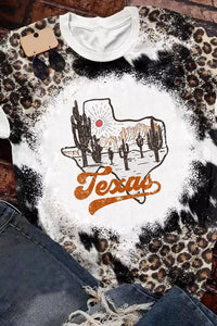 Leopard Bleached Tie Dye Texas Sunset Graphic T Shirt