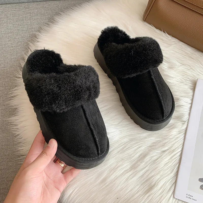 Fur Slippers Women Winter Plush Sandals  Luxury Slip on Platform Slides Female Thick Sole Designer Cotton Home Shoes