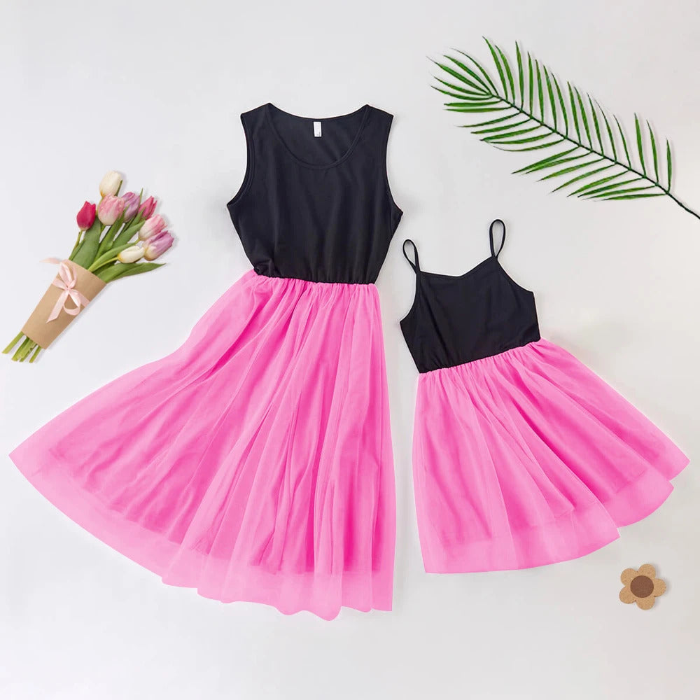 Mother Kids Summer Clothes Family Matching Outfits Mom And Daughter Lace Wedding Dresses For Girls Sleeveless Party Dress 2023