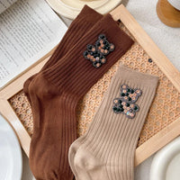 Diamond Cartoon Bear Decorative Socks, Fashionable Diamond Sparkling Women's Socks, Comfortable And Breathable Christmas Socks