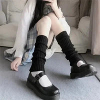 Lolita Leg Warmers 40/50/70cm Socks Female Knitted Warm Foot Cover White Black Warmer Lady Autumn Winter Crochet Sock Boot Cuffs