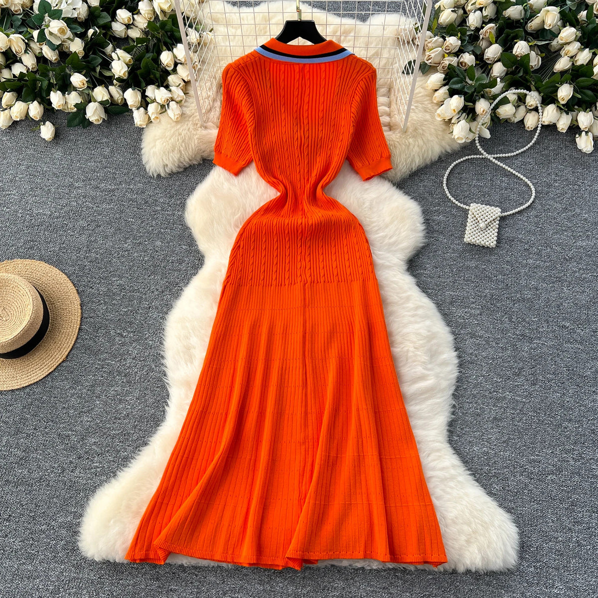 Elegant Turn-down Collar embroidery Single Breasted Knit Bodycon Dress Slim Fashion Sweater Vestido Sexy Women Winter Clothing