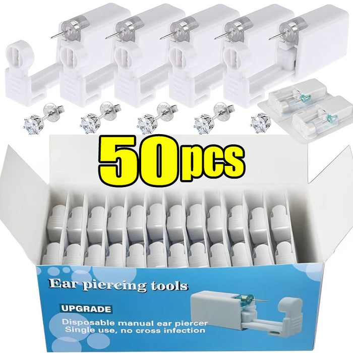 1/50pcs Ear Piercing Gun Disposable Disinfect Safety Earring Piercer Kit Studs Nose Ring Piercing Machine Body Jewelry Tools