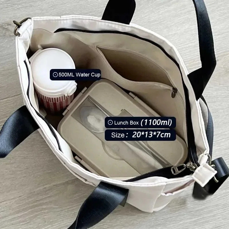 2024 New Casual Tote Large Capacity Shoulder Bag Nylon Waterproof Canvas Handbag Simple Fashion Messenger Bags For Schoolgirl