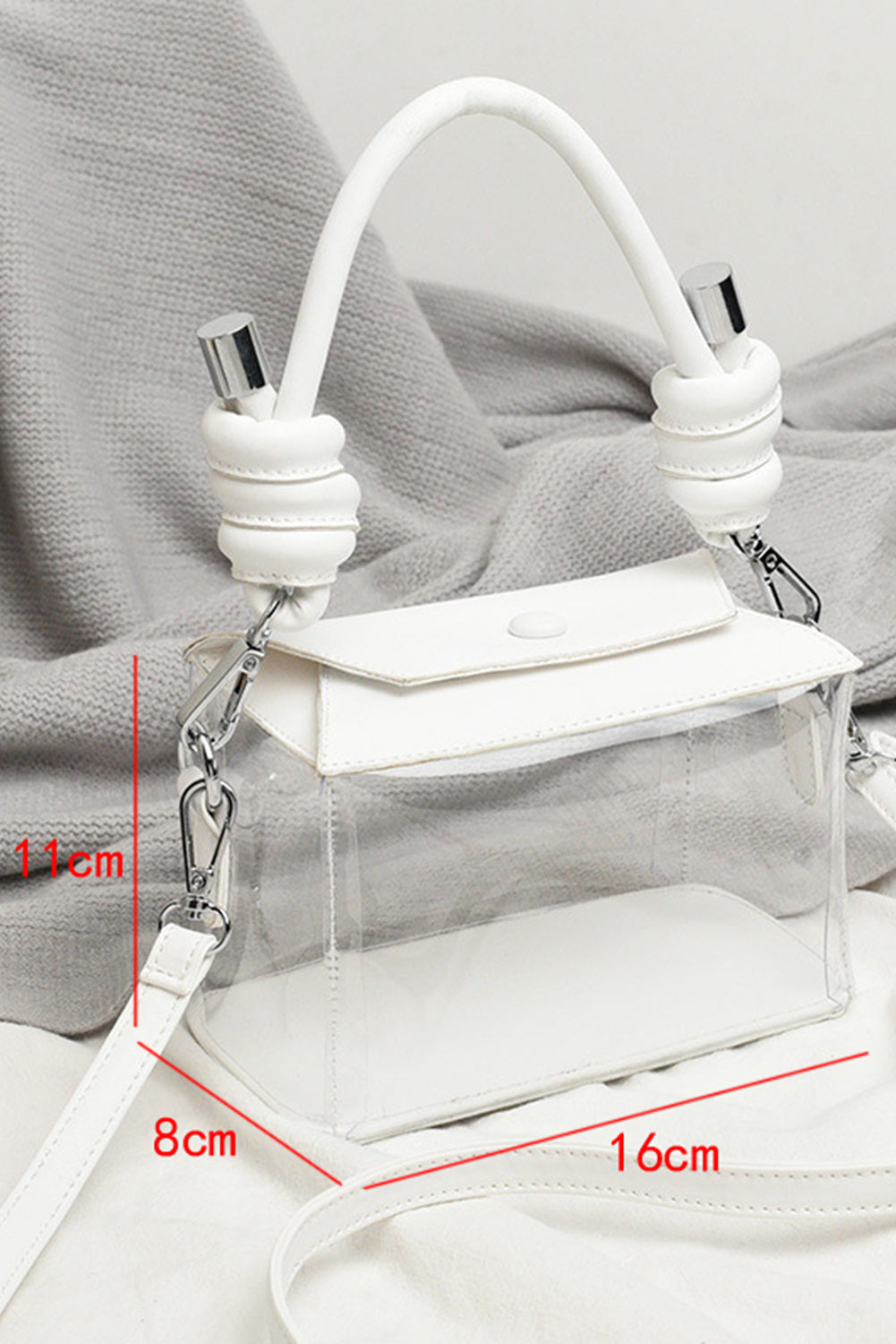 White Minimalism Clear PVC Square Shoulder Bag