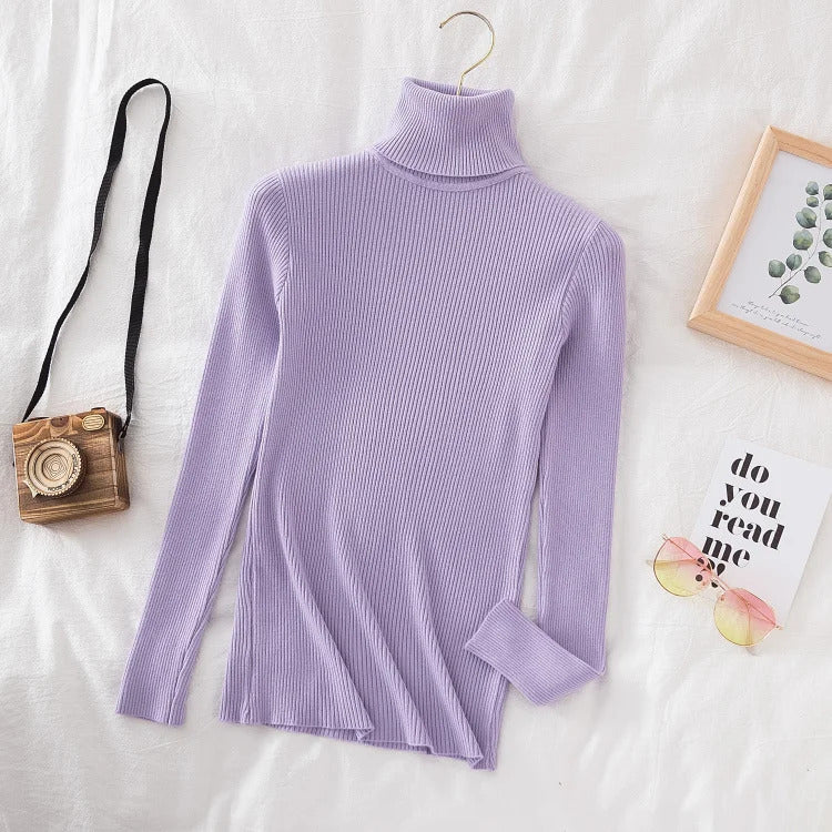 Turtleneck Sweater Women Knitted Soft Pullovers cashmere Jumpers Basic Solid Soft Sweaters Women Autumn Winter Casual Top