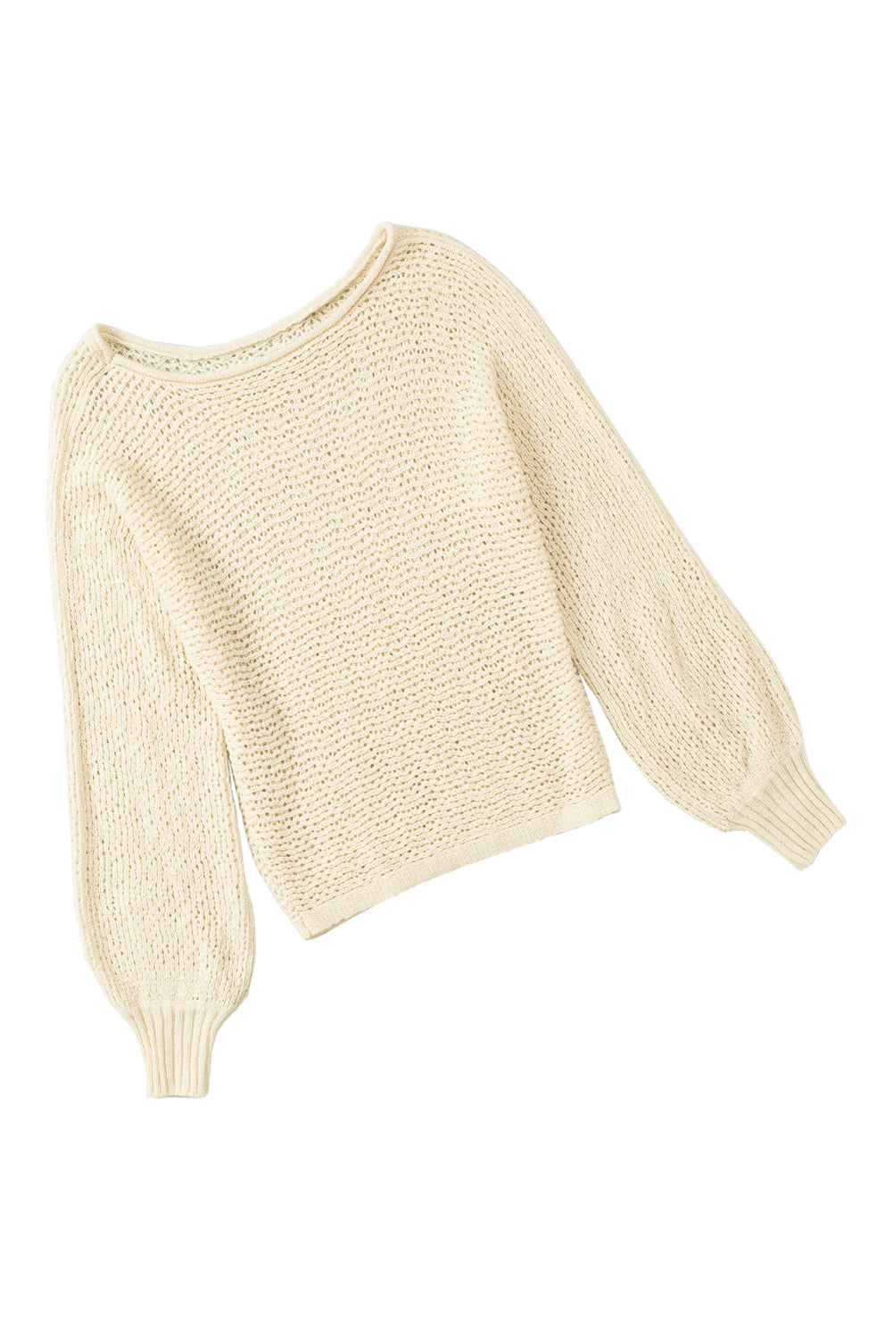 Apricot Sheer Openwork Knit Sweater