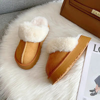 Fur Slippers Women Winter Plush Sandals  Luxury Slip on Platform Slides Female Thick Sole Designer Cotton Home Shoes