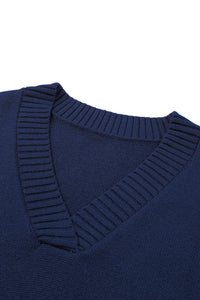 Dark Blue Knit Vest Pullover Sweater