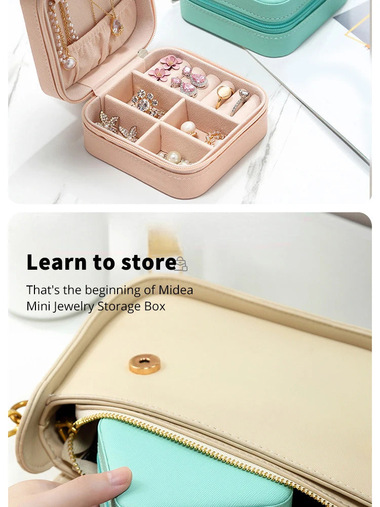 Portable Jewellery Box Ring Box Necklace Earring Storage Box Home Travel Jewellery Box Leather Display Case