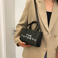 Women Tote Bag Contrast Letters Fashion Ladies Commute Bag PU Leather Portable Casual Simple Adjustable Straps Female Satchel