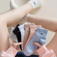 5 Pairs Letter Print Socks Comfy & Breathable Sports Short Socks Women's Stockings & Hosiery Soft & Comfy All-match Short Socks