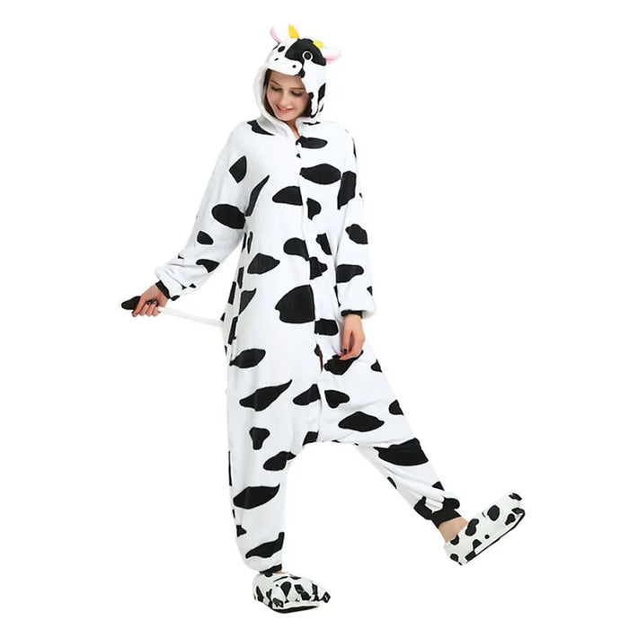 Kigurumi Cow Cartoon Pajamas Onesies For Adults Women Men Animal Pyjamas Christmas Halloween Cosplay Party Costumes