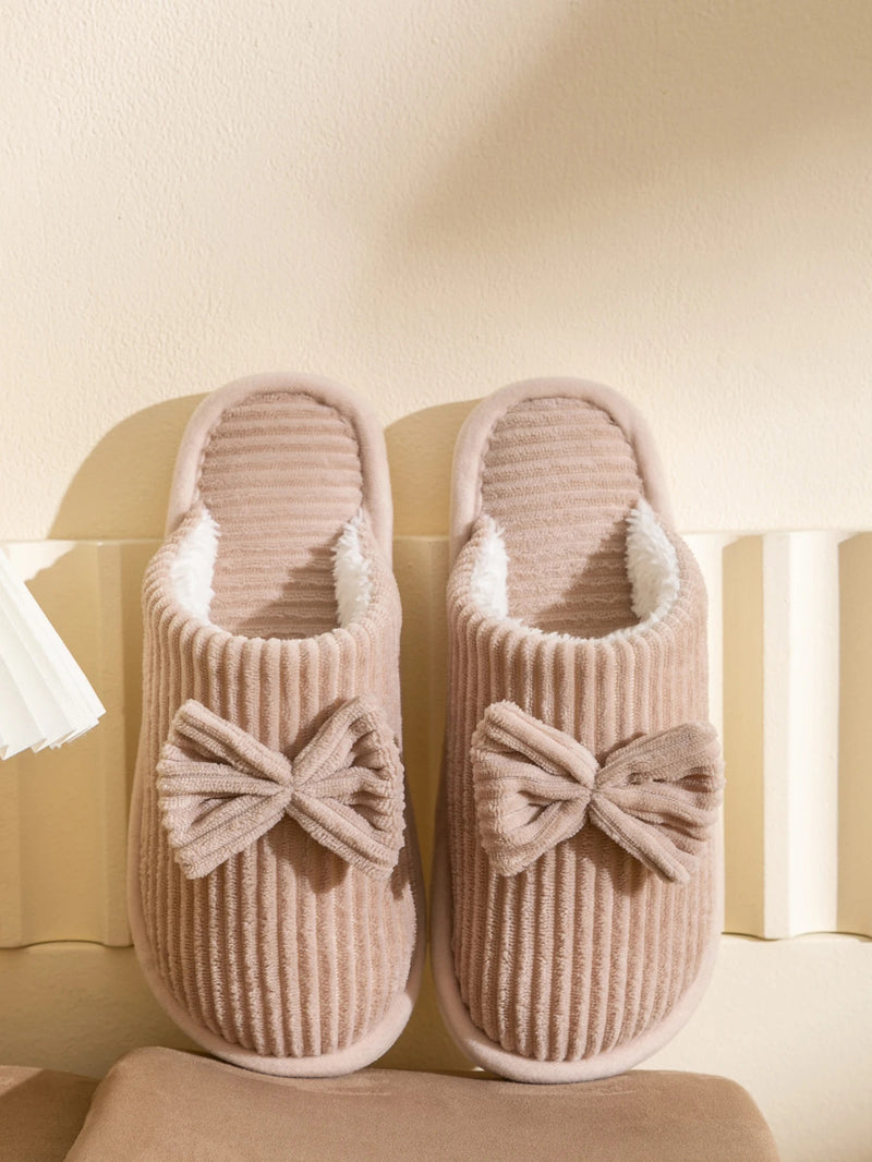 Fashion Women's Bow Slippers Fall/Winter Indoor Bedroom Floor Lightweight and Comfortable&Soft Warm Slippers for Home