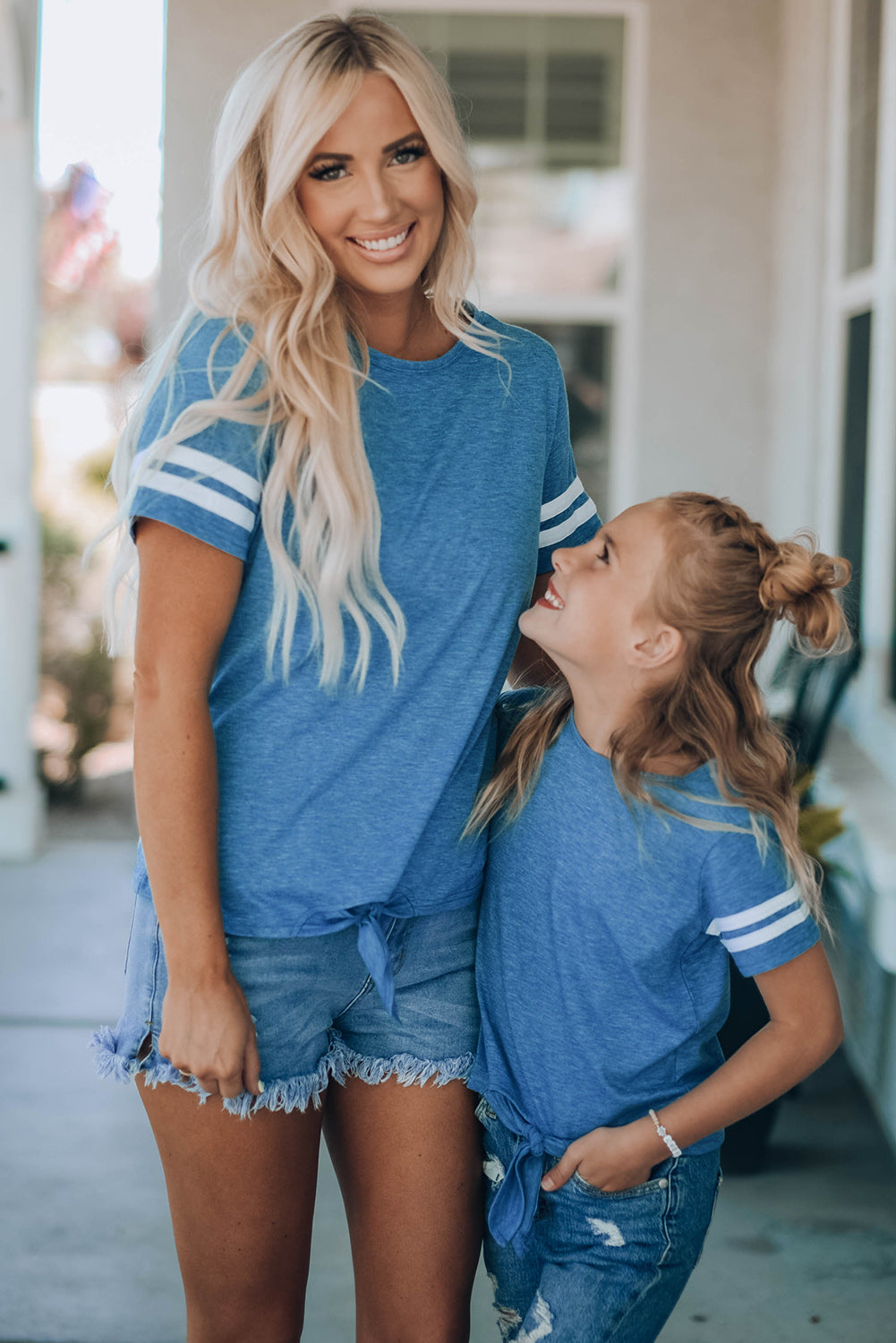 Black Family Matching Mom's Tie Knot Striped T-shirt