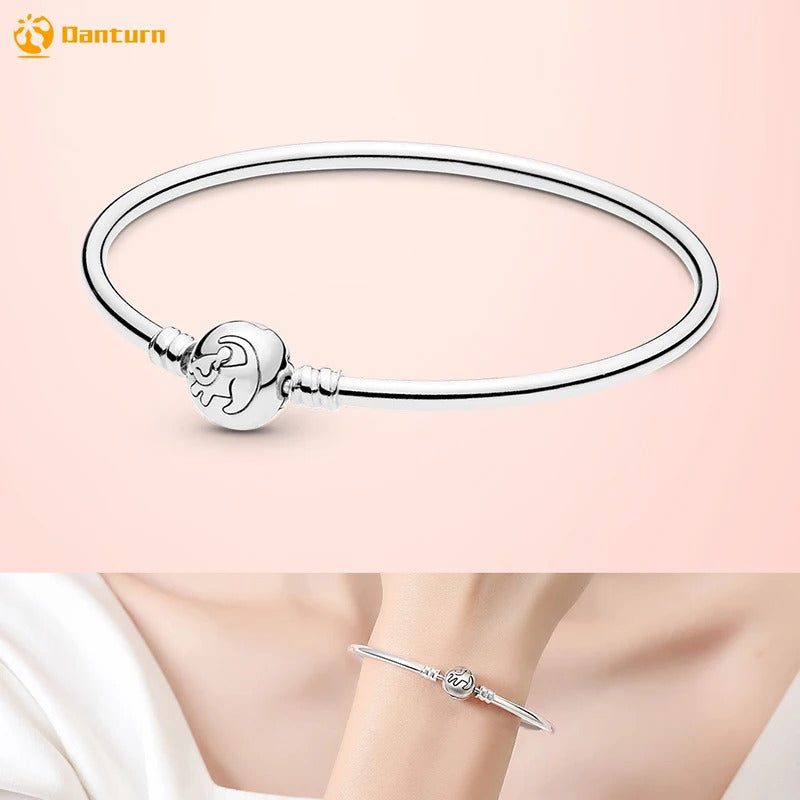 Danturn 925 Sterling Silver Bracelets Gold Heart, Butterfly Crown Women Bangles Luxury Jewelry Anniversary GIft DIY Fashions