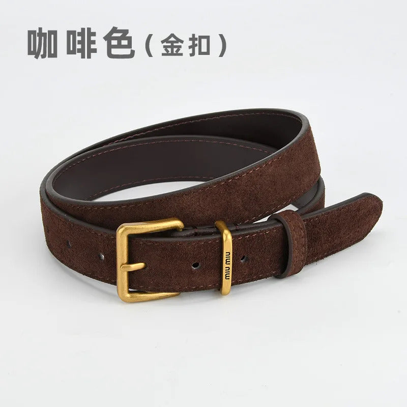 Frosted Suede Belt for Women Pin Buckle All-match Jeans Dress Decorated with Stylish Leather Trend Belt for Women