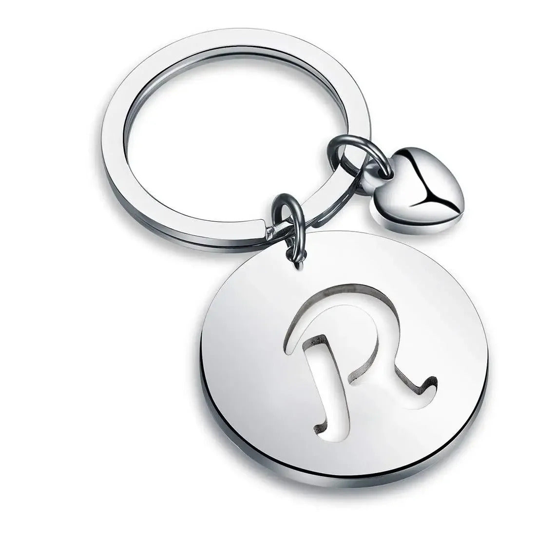 Popular A-Z  Round Brand Stainless Steel Keychain 26 Letter Keyring  Pendant Key Ring Buckle Chains for Car Motorcyle Gift