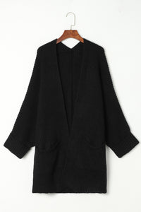 Black Oversized Fold Over Sleeve Sweater Cardigan