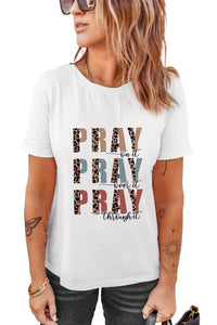 White Leopard Pray Graphic Tee