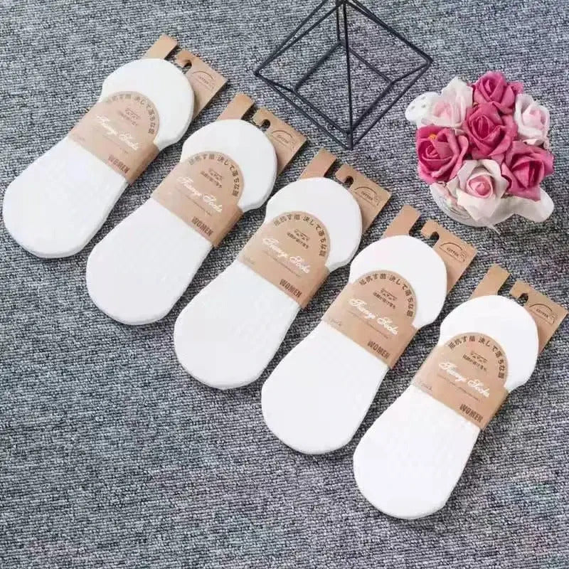 5 Pairs Women's silicone invisible Boat Socks  Summer Solid Color Ankle Boat Socks Female Soft Cotton Slipper Socks 35-40 EUR