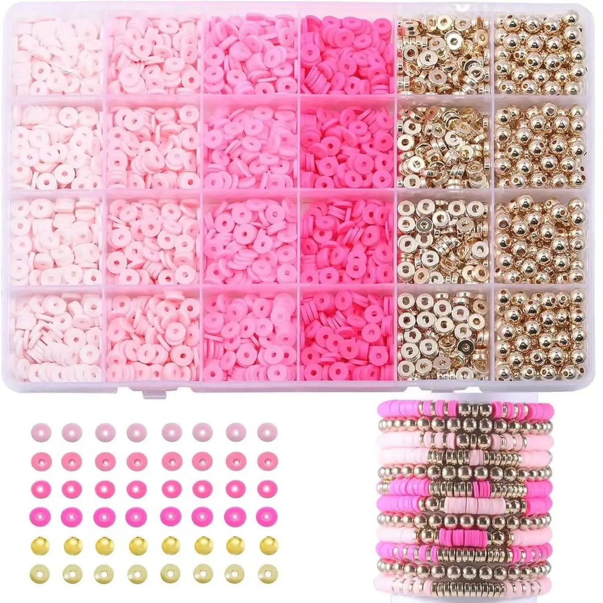 14400/4200/2400pcs Assorted Polymer Clay Beads Kit for DIY Jewelry Making - Handmade Craft for Bracelet, Necklace, Earrings