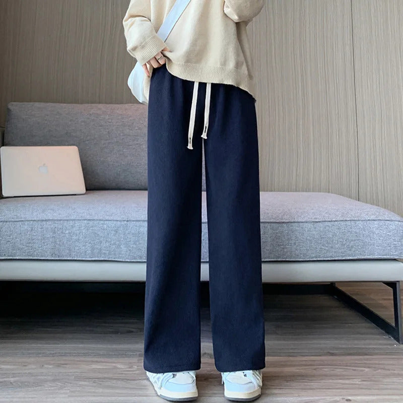 Women Long Pants Spring Autumn Women Elastic Waist Stright Long Wide leg pants 2024 Casual Female Long Pants Trousers