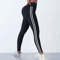 Yoga Leggings Women Striped Slim Sports Pants High Waist Hip Liftting Casul Tights Workout Running Stretchy  Gym Leggings