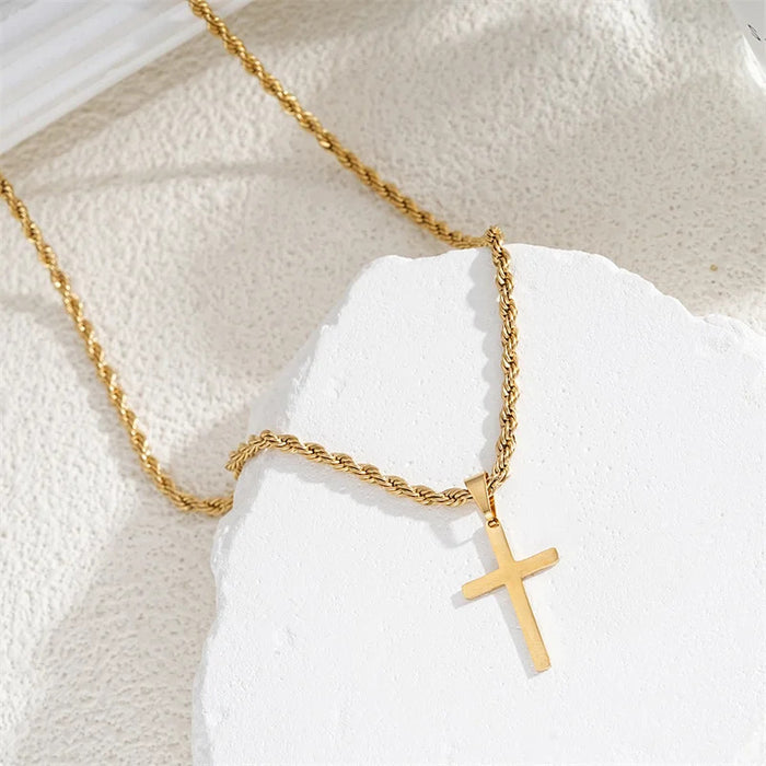 2024 New Cross Pendant Necklace for Men Women Minimalist Gold Color Jewelry Male Female Necklaces Chokers Gifts