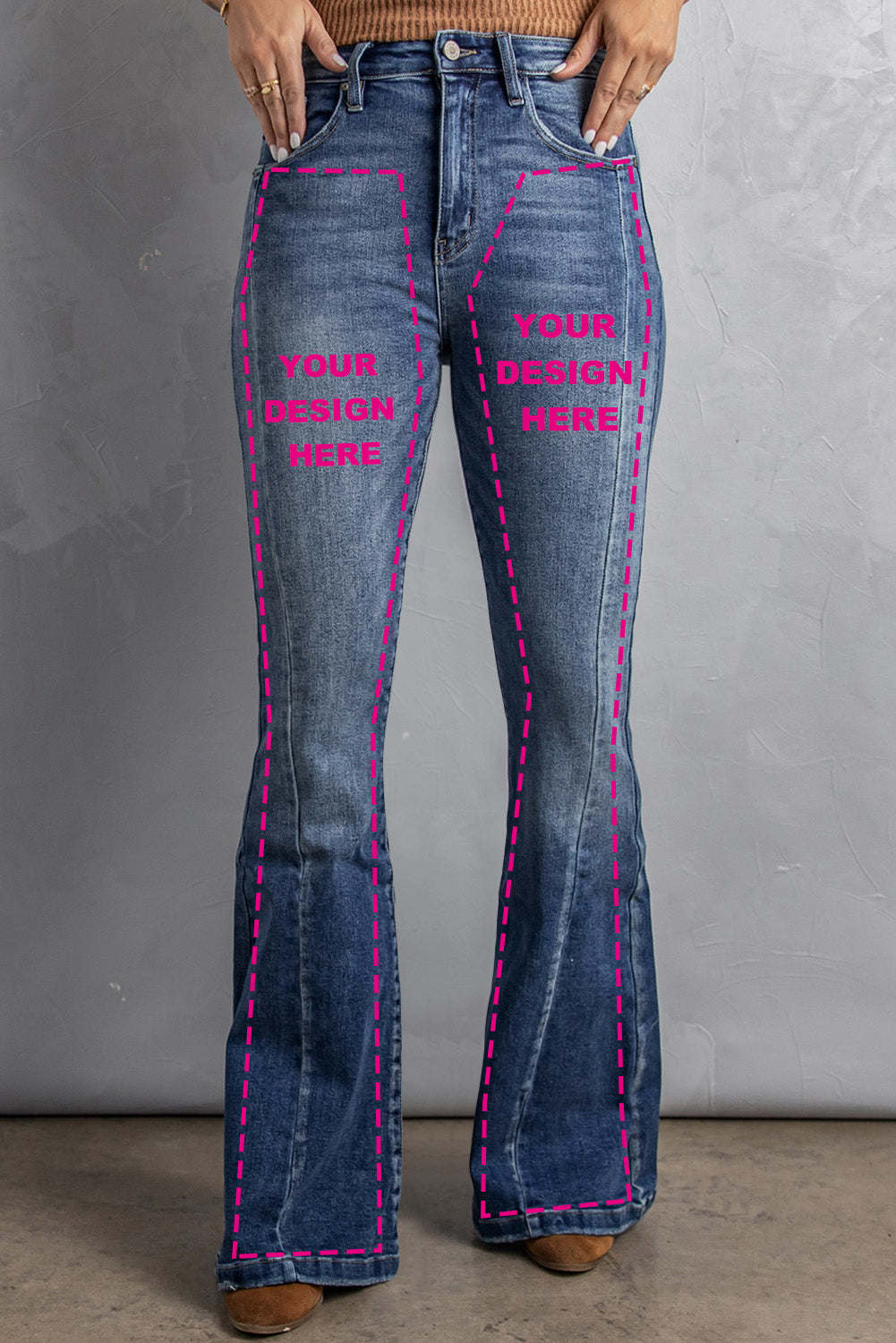 Blank Apparel - High Waist Flare Jeans with Pockets