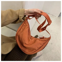 Casual Nylon Hobos Crossbody Bag for Women Shoulder Bag Woman Half Moon Chest Bags Tote Lady Travel Shopper Bag Female Purses