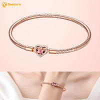 Danturn 925 Sterling Silver Bracelets Gold Heart, Butterfly Crown Women Bangles Luxury Jewelry Anniversary GIft DIY Fashions