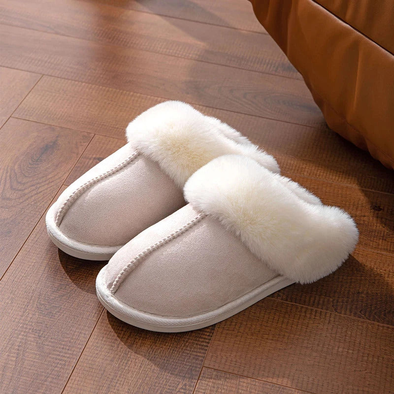 2023 Winter Warm Flat Fur Slippers Women Faux Suede Fluffy Furry Home Slides Woman Comfort Non Slip Indoor Floor Cotton Shoes