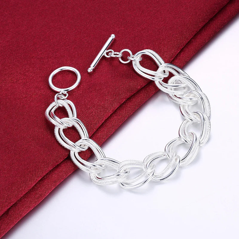 925 Sterling Silver Exquisite Solid Chain Bracelet Fashion Charm Women Men Solid Wedding Cute Simple Models Jewelry