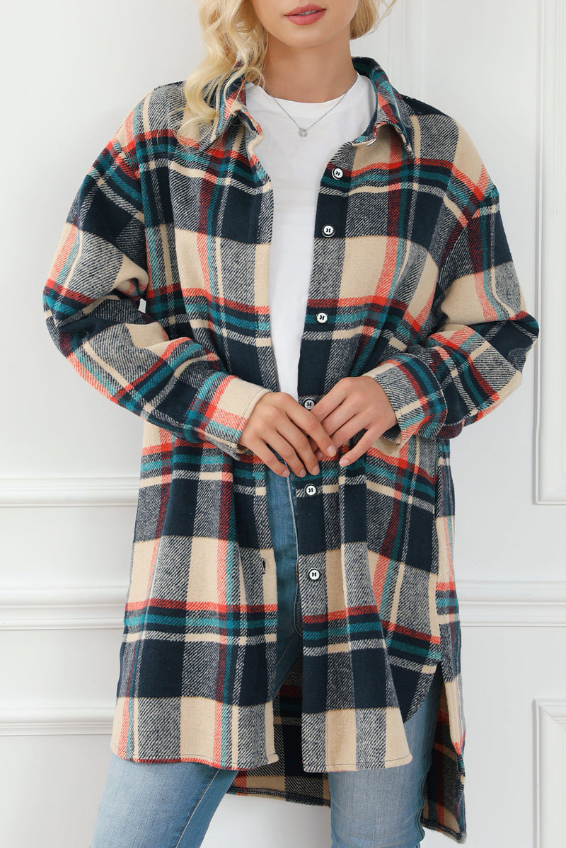 Apricot Mid Length Classic Plaid Shacket