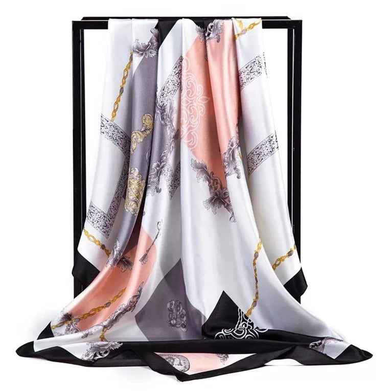 90*90cm Silk Scarf Women Print Hair Neck Square Office Ladies Shawl Bandanna Muslim Hijab Handkerchief Muffler Foulard female