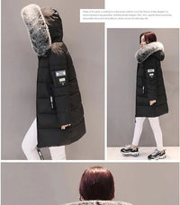 2024 Winter Women Parka Coats Long Cotton Casual Fur Hooded Jackets Thick Warm Slim-fit Jacket Female Overcoat Clothing