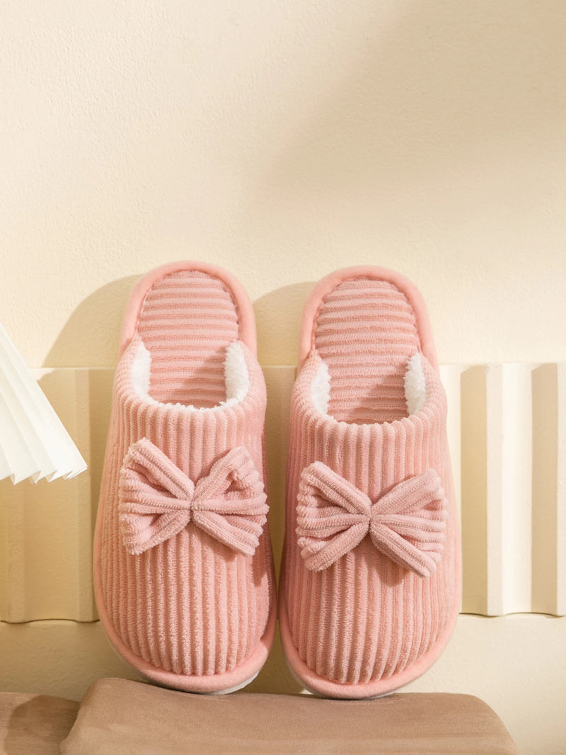 Fashion Women's Bow Slippers Fall/Winter Indoor Bedroom Floor Lightweight and Comfortable&Soft Warm Slippers for Home