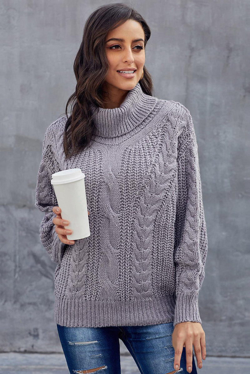 Gray Chunky Turtleneck Sweater