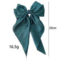 6Styles Girls Long Big Bow Float Satin Clips Back Head Hair Clip Internet Red with The Same Temperament Elegant Hair Accessories