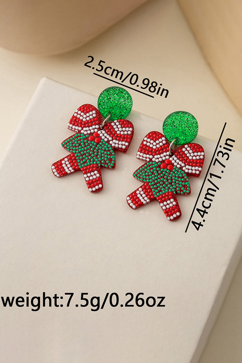 Bright Green Cane Christmas Acrylic Earrings