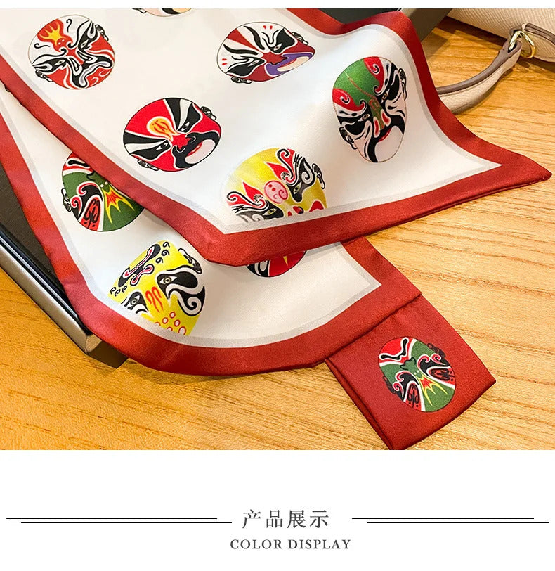 Luxury Spring Summer Ear Silk Scarf Women Striped Print Neckerchief Wrist Towel Korean Style Tie Bag Band Ladies Neck Scarf 2023